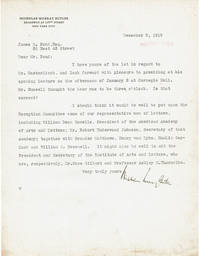 TYPED LETTER TO J. B. POND ABOUT BELGIAN POET MAURICE MAETERLINCK'S FIRST AMERICAN TOUR SIGNED BY EDUCATOR AND PRESIDENT OF COLUMBIA UNIVERSITY NICHOLAS MURRAY BUTLER.