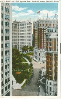 Park Boulevard and Adams Ave. looking South, Detroit, Michigan, 1910s-1920s unused Postcard