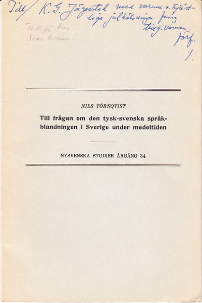 Till frågan om den tysk-svenska språkblandningen…
