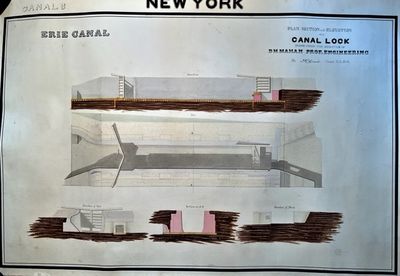 New York - Erie Canal: Plan, Section, and Elevation of a Canal Lock Drawn Under the Direction of D H Mahan ....