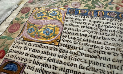 The Rare Great Seal of Ferdinand and Isabella, On an Illuminated, Unique Document of Flemish and Spanish Art, Establishing a Commercial Center as a Reward to the Family of King John II's Bodyguard