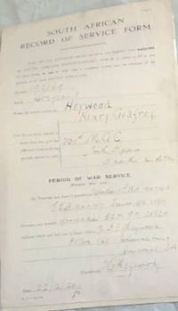 image of WORLD WAR I: SOUTH AFRICAN RECORD OF SERVICE FORM