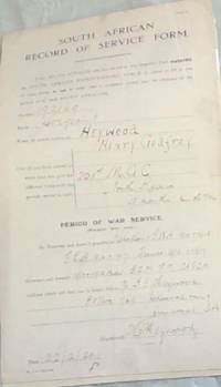 WORLD WAR I: SOUTH AFRICAN RECORD OF SERVICE FORM