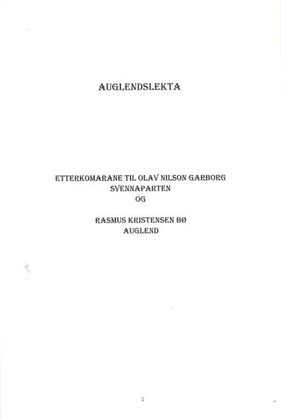 Auglendslekta. Etterkomarane til Olav Nilson…