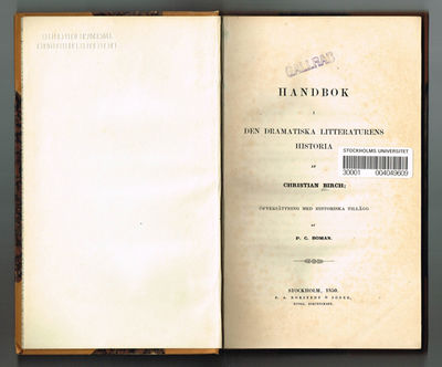 Handbok i den dramatiska litteraturens historia.…