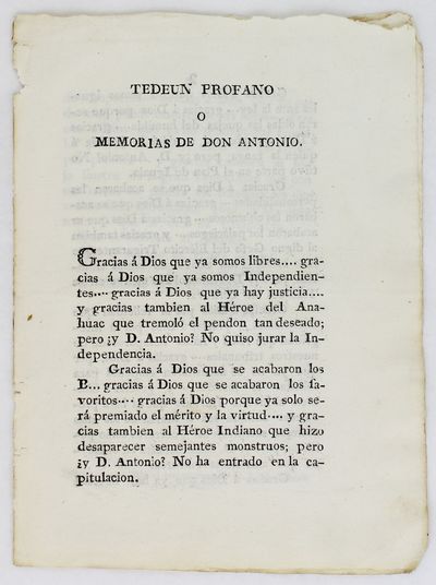 Tedeun Profano o Memorias de Don Antonio [caption title]