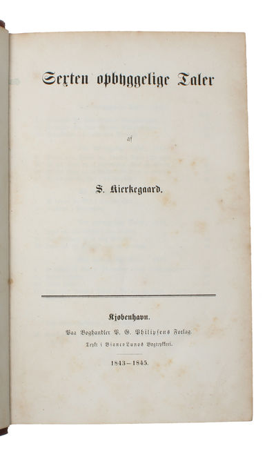 Sexten opbyggelige Taler. (Sixteen Upbuilding Discourses). - [THE RAREST KIERKEGAARD-BOOK] (photo 3)