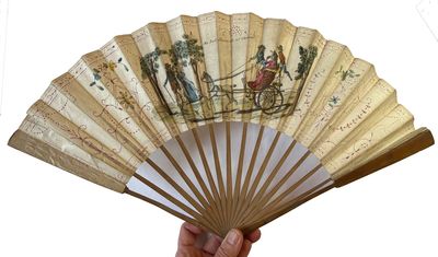 A printed satirical fan