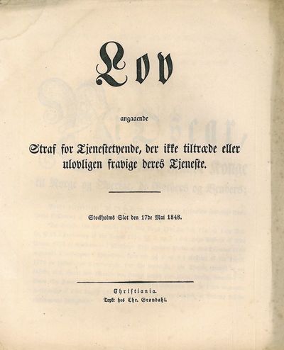 Lov angaaende Straf for Tjenestetyende, der ikke…