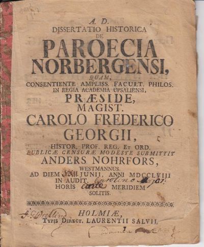 Dissertatio historica de paroecia Norbergensi...…