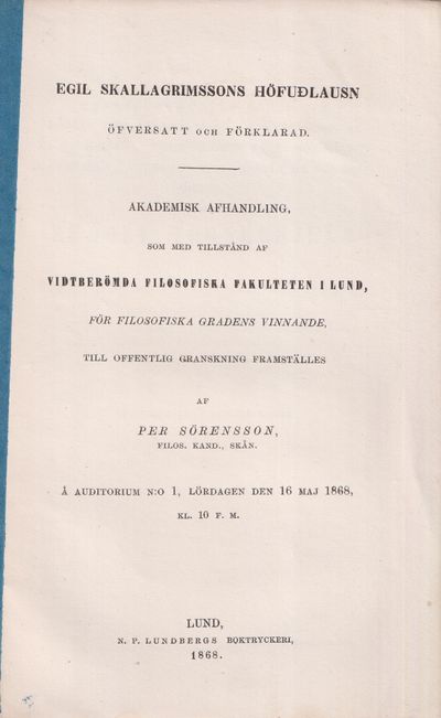 Egil Skallagrimssons Höfuðlausn öfversatt och…