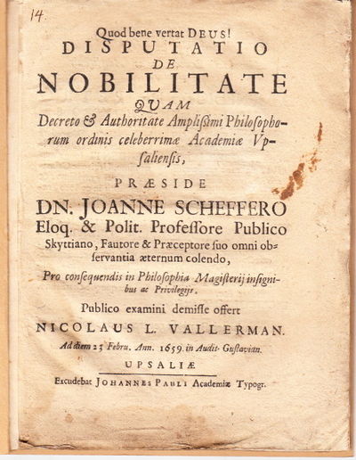 Disputatio de nobilitate. Diss.