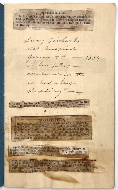 Pocket-sized Booklet with Ink Genealogical Notes of Unidentified Massachusetts Resident, 1850s-1870s