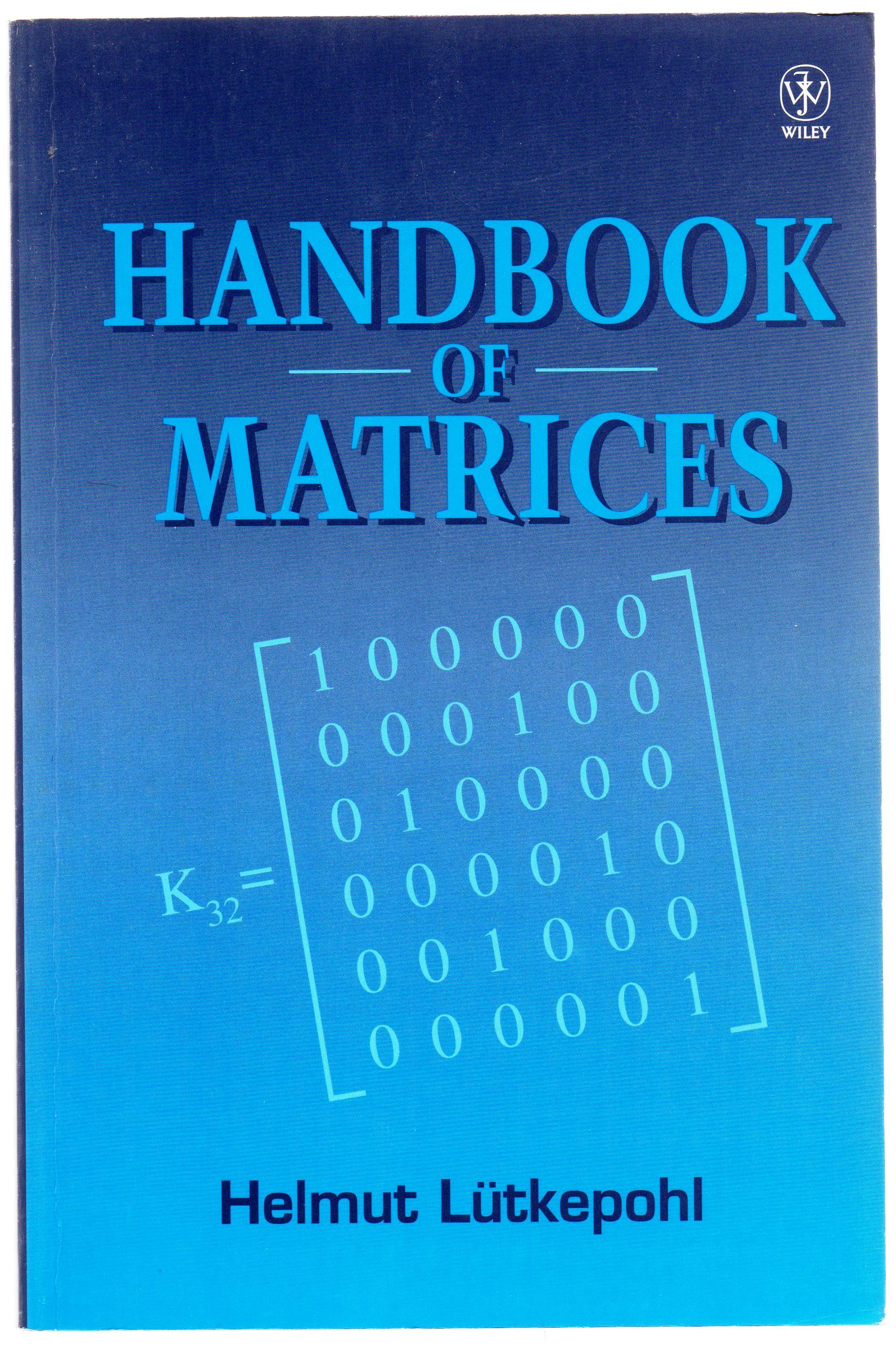 handbook of matrices lutkepohl