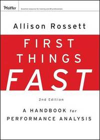 First Things Fast: A Handbook for Performance Analysis