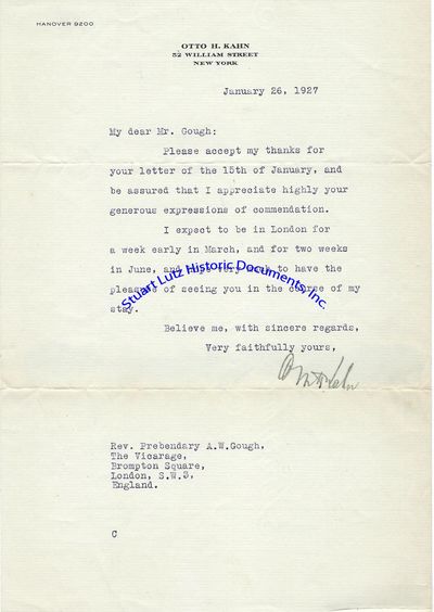 American Financier Otto Kahn Plans A Visit To A London Cleric
