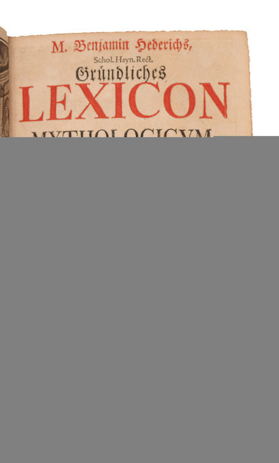 Gründliches Lexicon Mythologicum, worinne so wohl die fabelhafte, als wahrscheinliche und eigentliche Historie der alten und bekannten Römischen, Griechischen und Egyptischen Götter und Göttinnen. - [POPULAR WORK ON MYTHOLOGY] (photo 2)