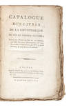 Catalogue des Livres de la Bibliothèque de feu le Citoyen Blondel; dont la Vente se fera en sa maison, rue des Martyrs - Montmartre, no. 114, le premier vendémiaire, An Veme [22 Sept. 1796], , et jours suivans