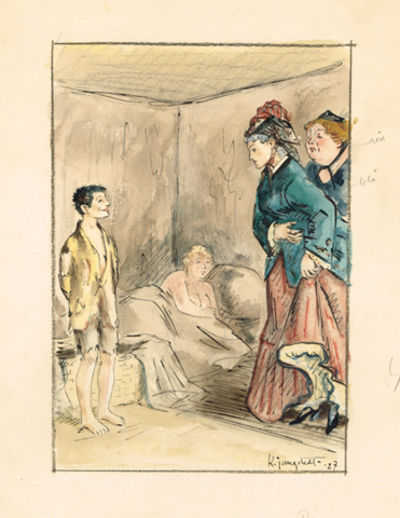 Fru Caroline finner unge Victor. Illustration…