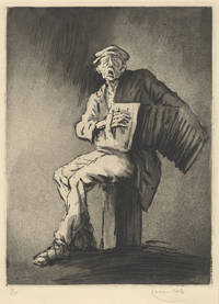 L'Accordéoniste. Fine etching and aquatint of an accordion player by French artist Louise Ibels (1891-1965)