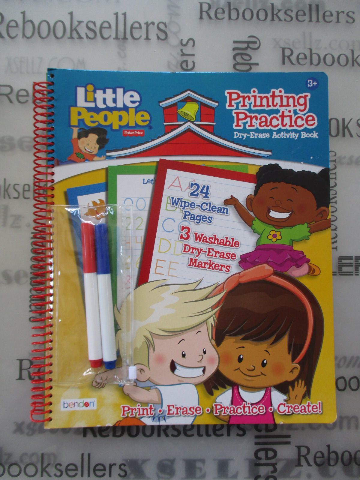 Fisher.Price Little People Printing Practice Dry-Erase Activity Book, 24  Wipe-Clean Pages 3 Washable Dry-Erase Markers