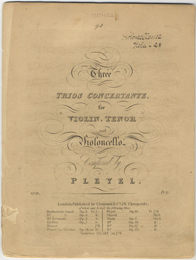 London: Clementi & Co, 1827. Folio. Disbound. Violino: (title), 2-10, (blank) pp.; Viola: (title), 2...