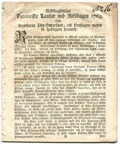 Riksdagsmäns patriotiska tankar wid riksdagen…