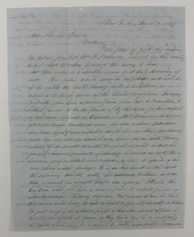 [Manuscript Letter from George Whipple to Almira Barnes, Regarding the Activities of Escaped Slave and Educator William P. Newman]