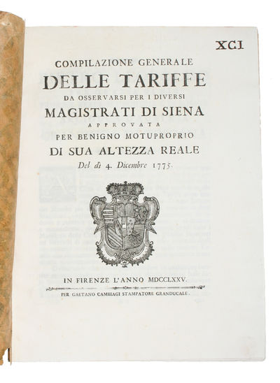 Compilazione generale delle tariffe da osservarsi…