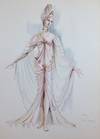 The Tempest. 2 original large costume designs in watercolor and pencil by noted American artist Robert Perdziola (born 1961), each titled by the artist, one signed and dated March 1982