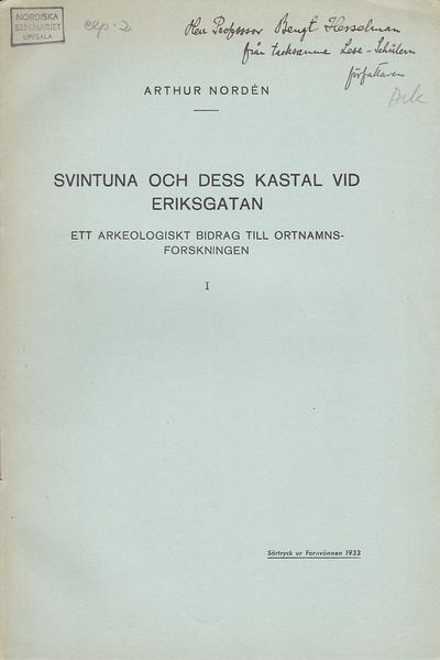 Svintuna och dess kastal vid Eriksgatan. Ett…