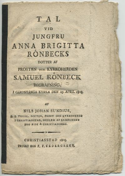 Tal vid jungfru Anna Brigitta Rönbecks dotter af…