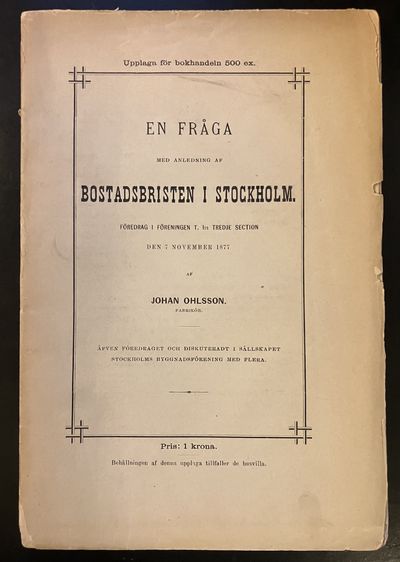 En fråga med anledning af bostadsbristen i…