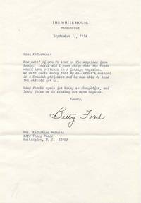Betty Ford Writes A Month After Becoming First Lady