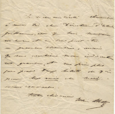 Autograph letter to "Mon très cher Directeur" (most probably François-Joseph Fétis, Director of the Conservatoire), signed in full