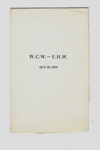W. C. W. – F. H. W. April 18, 1959