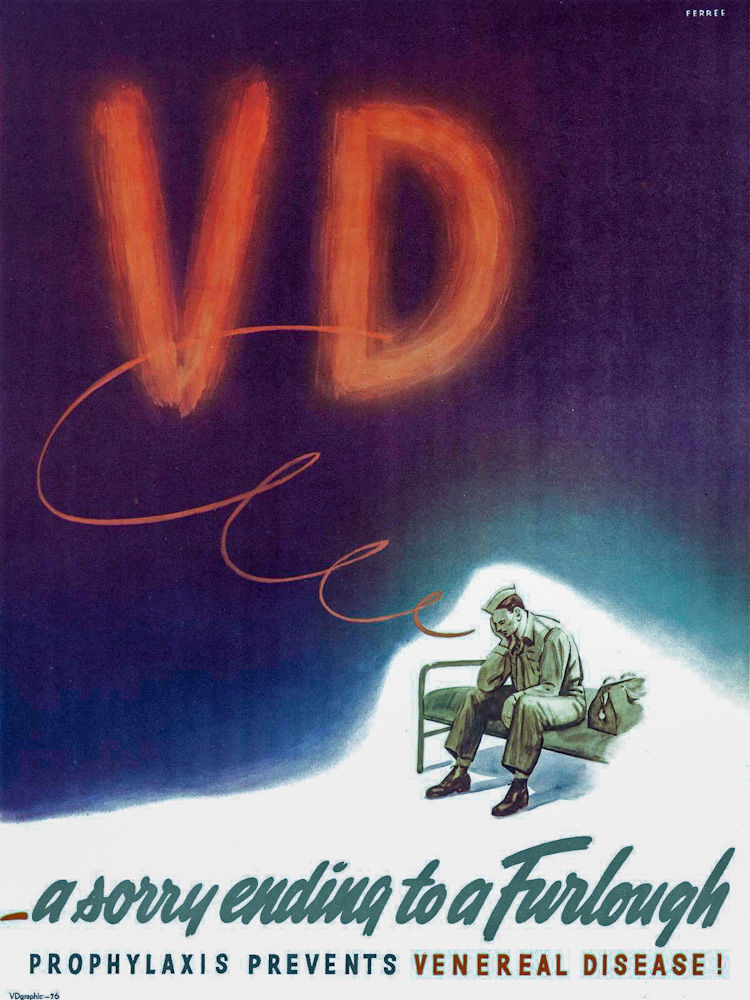 VENEREAL DISEASE POSTER Circa World War II VD. A SORRY ENDING TO A