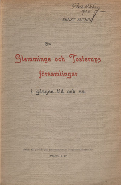 OM GLEMMINGE OCH TOSTERUPS FÖRSAMLINGAR I GÅNGEN…