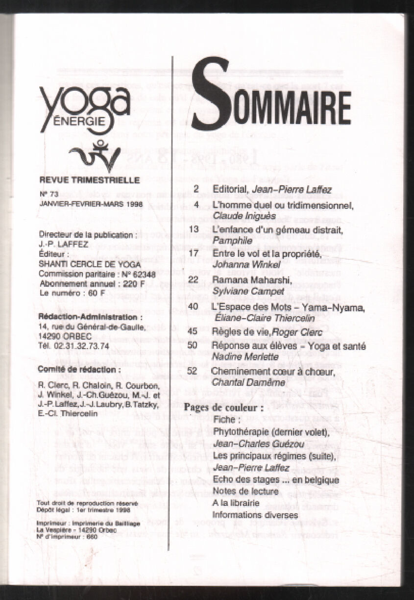 Revue Yoga Energie N 73 By Cercle De Yoga D Orbec