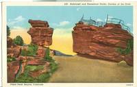 Balanced and Steamboat Rocks, Garden of the Gods, Pikes Peak Region, Colorado 1920s Postcard