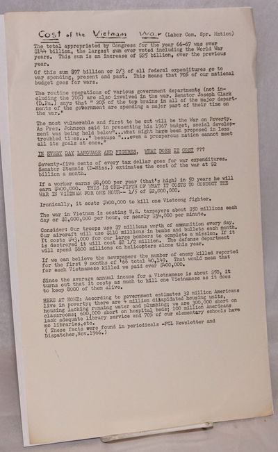 Cost of the Vietnam War [handbill]