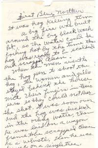 'First Blue Norther': Three page letter or original story describing hog killing and detailed notes about parts and products