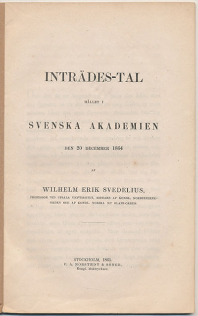 Inträdes-tal hållet i Svenska akademien den 20…
