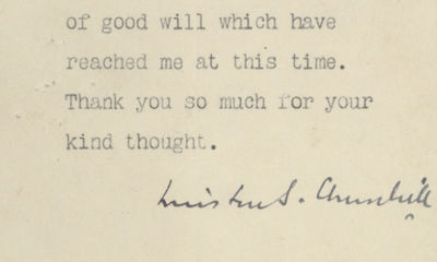 Prime Minister Winston Churchill's Original Letter of Thanks to a Triumphant English People, Who Had Withstood the Nazi Onslaught