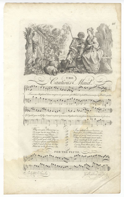 The Cautious Maid. Set by Mr. Stanley. Plate 46 from George Bickham's The Musical Entertainer