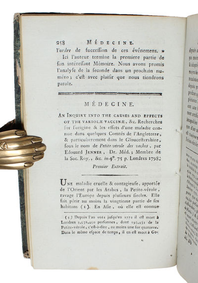 An Inquiry into the Causes and Effects of the Variolae Vaccinae, &c. Recherches sur l'origine & les effets d'une maladie connue dans quelques Comtés de l'Angleterre, & particulierement dans Gloucestershire, sous le nom de Petite vérole des vaches, ... - [ONE OF THE GREATESAT TRIUMPHS IN THE HISTORY OF MEDICINE.] (photo 2)