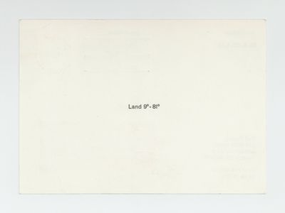 Exhibition postcard: Jan Dibbets: Land 9-81 Degrees (29 March-27 April 1974)