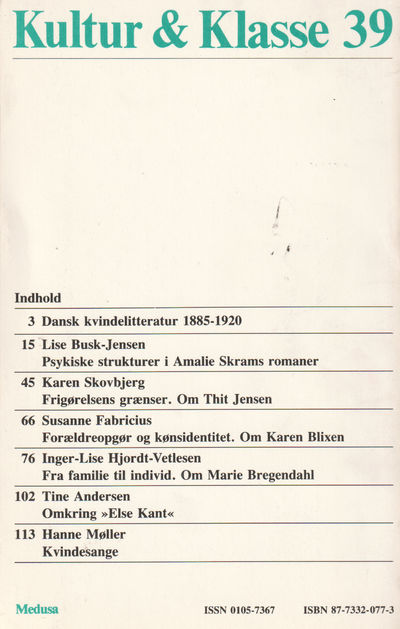 Kultur og klasse 39. Kvindelitteratur