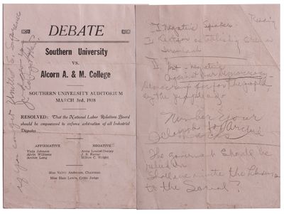 [Handbill for a Debate Between Two Southern HBCUs]