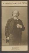 Photographie de la collection Félix Potin (4 x 7,5 cm) représentant : Louis Gallet, homme de lettres. Début XXe. Vers 1900.